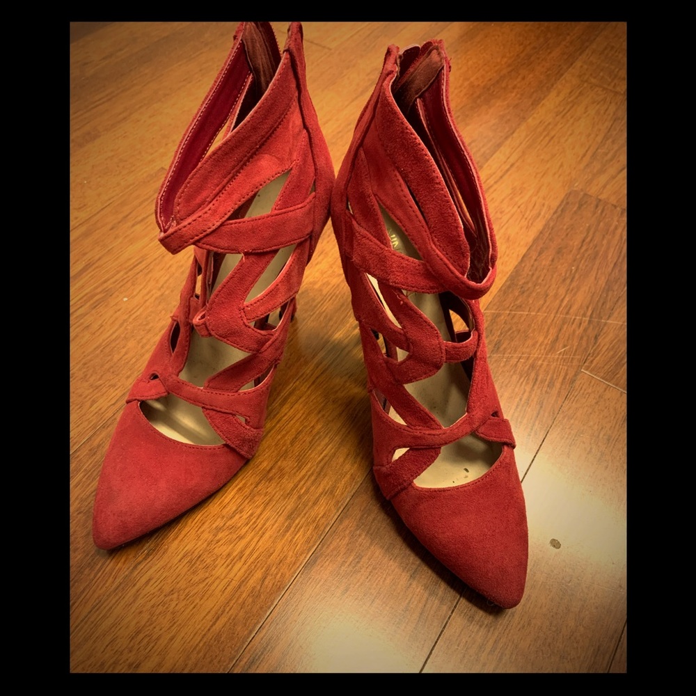 Nine West red booties 4”-4.5” heels.